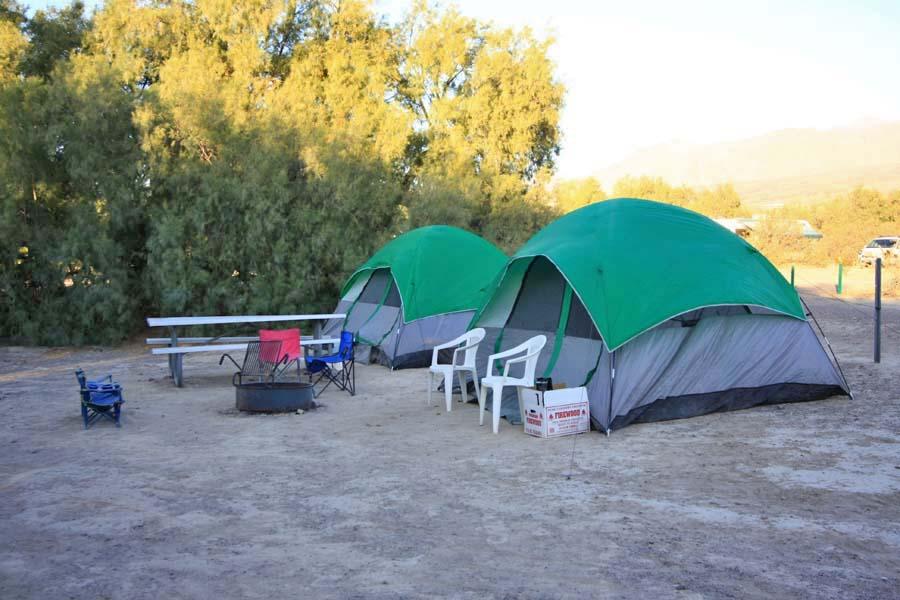 tents set up on gravel