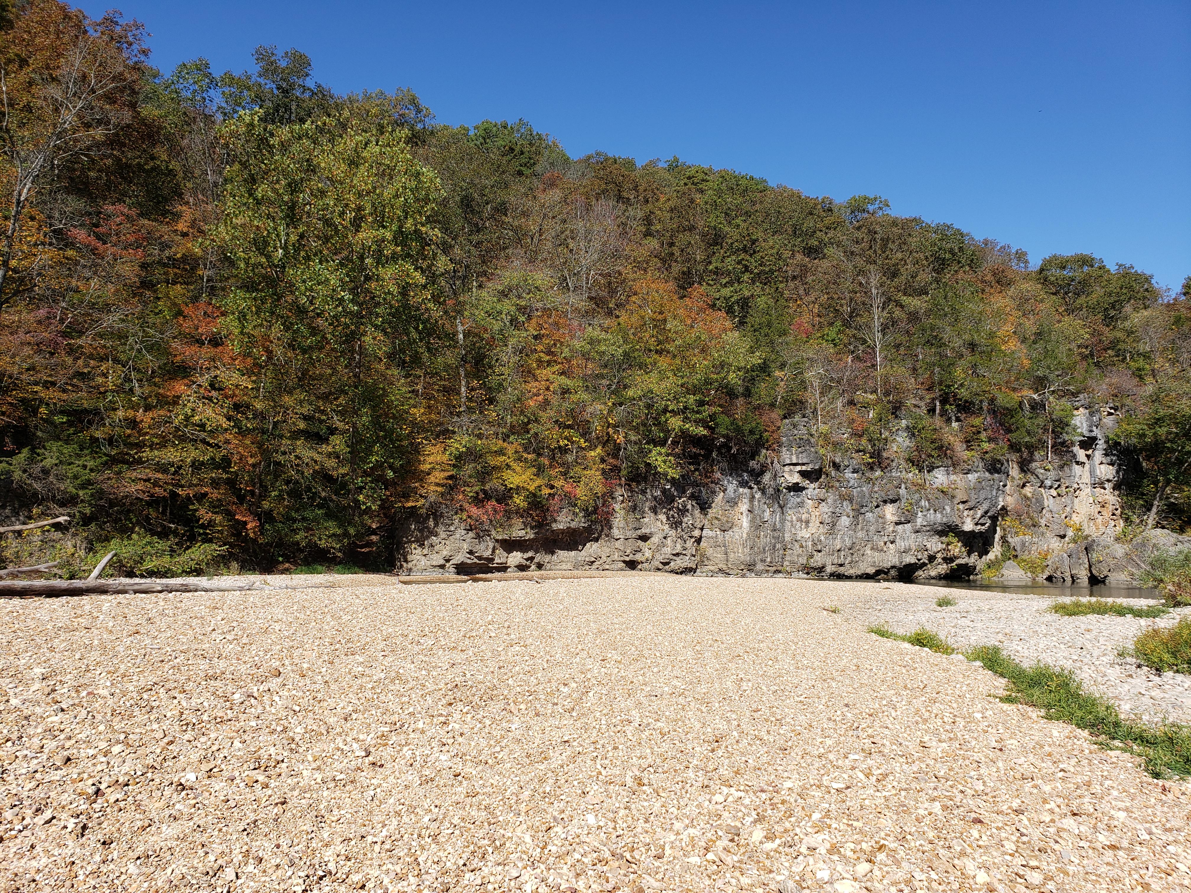 A large gravel bar sprawls out for about 50 yards.