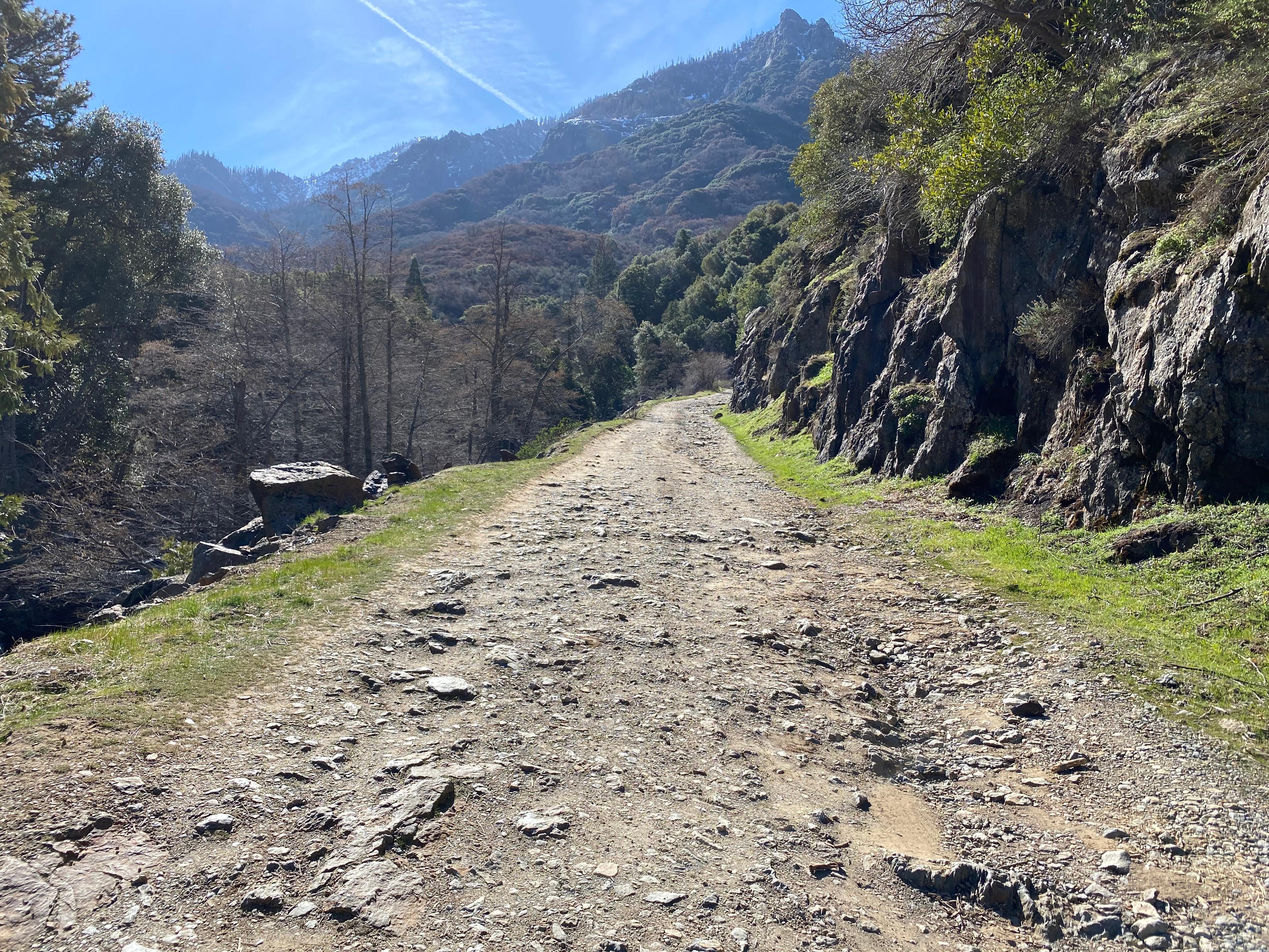 A rugged, one-lane section of the South Fork Road.