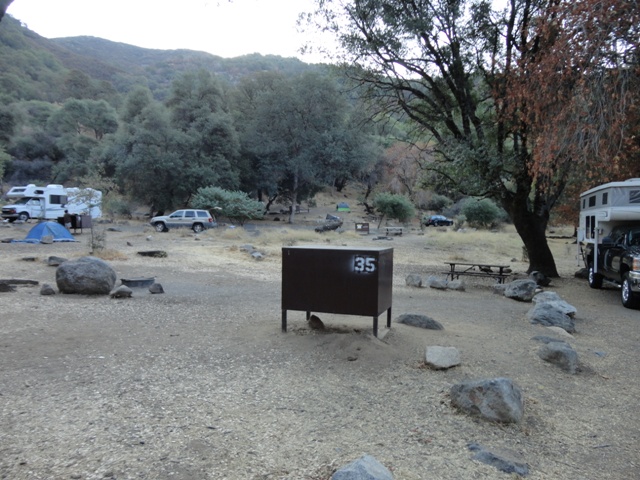 Several vehicles parked at sites Potwisha Campground