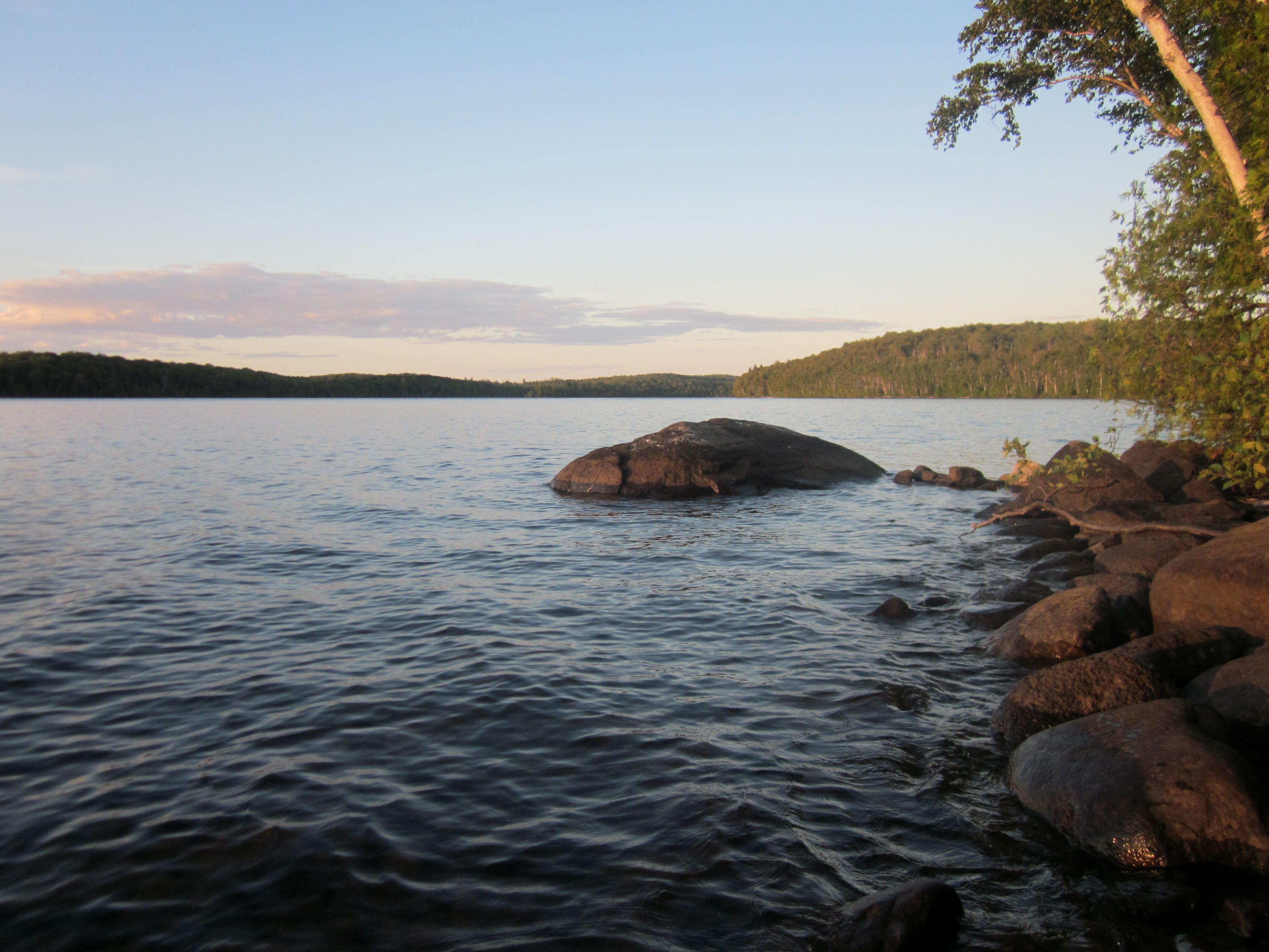 Soft sunset at South Lake Desor Campground.