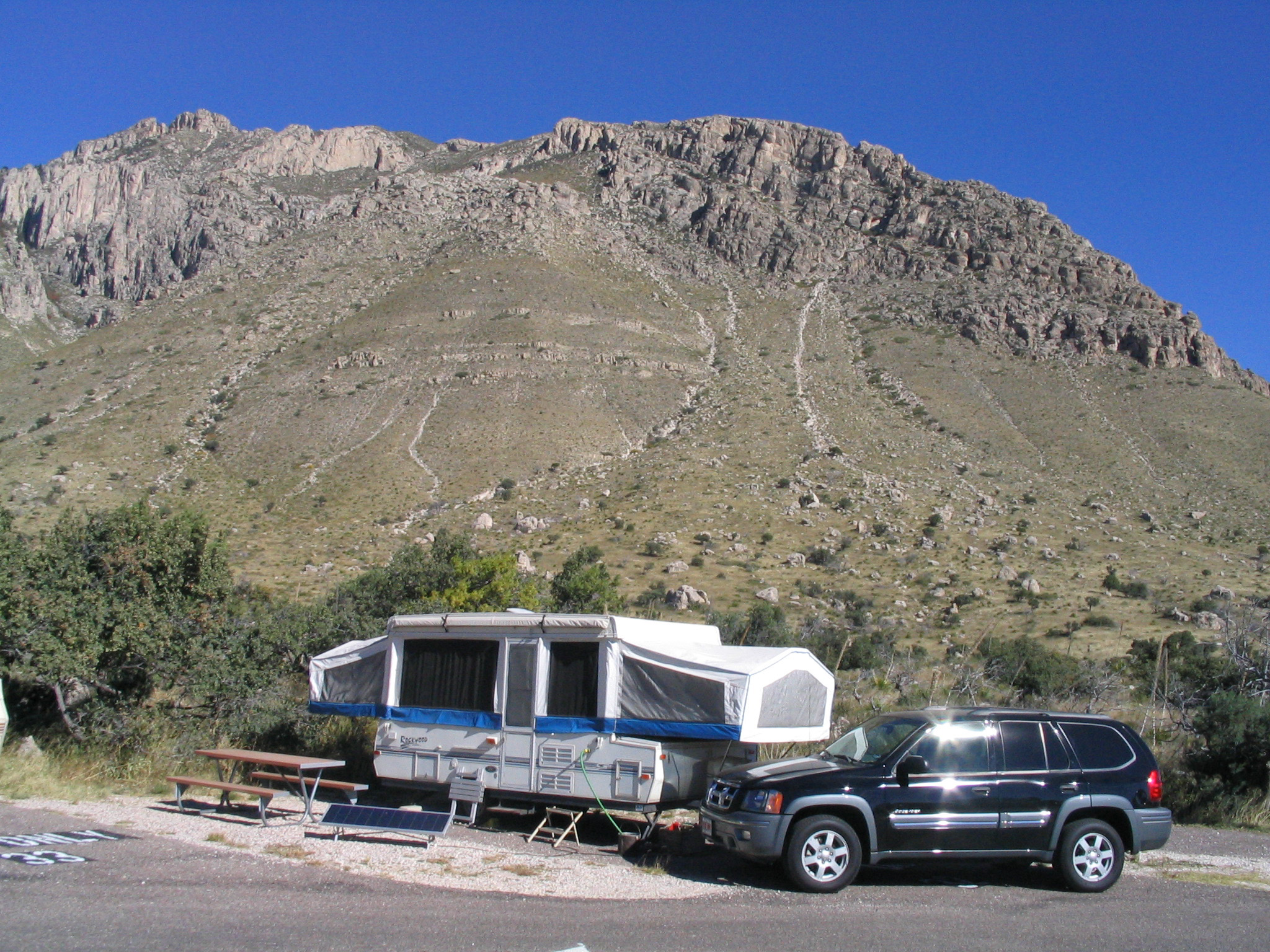 RV site at the Pine Springs Campground