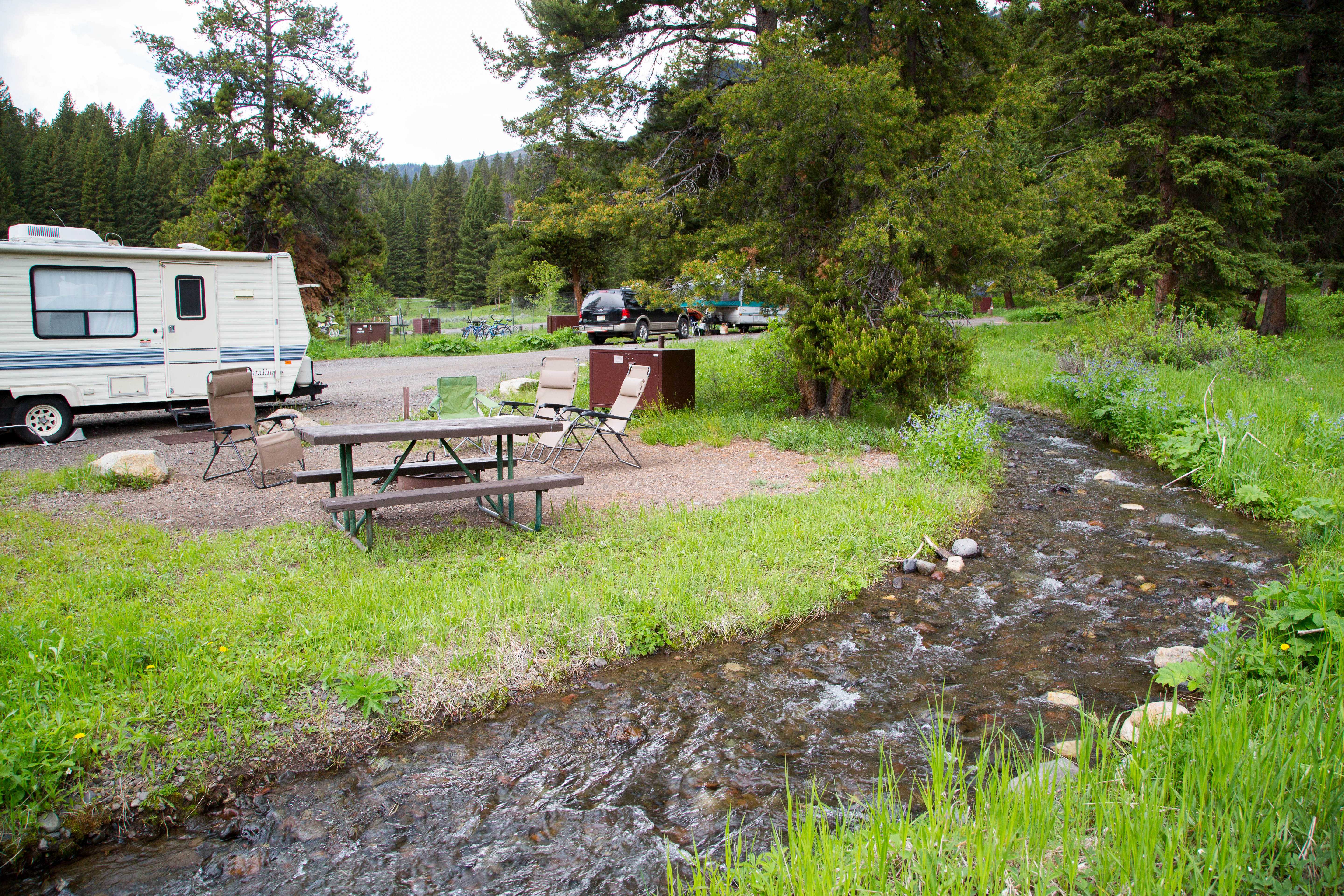 Campsite with stream