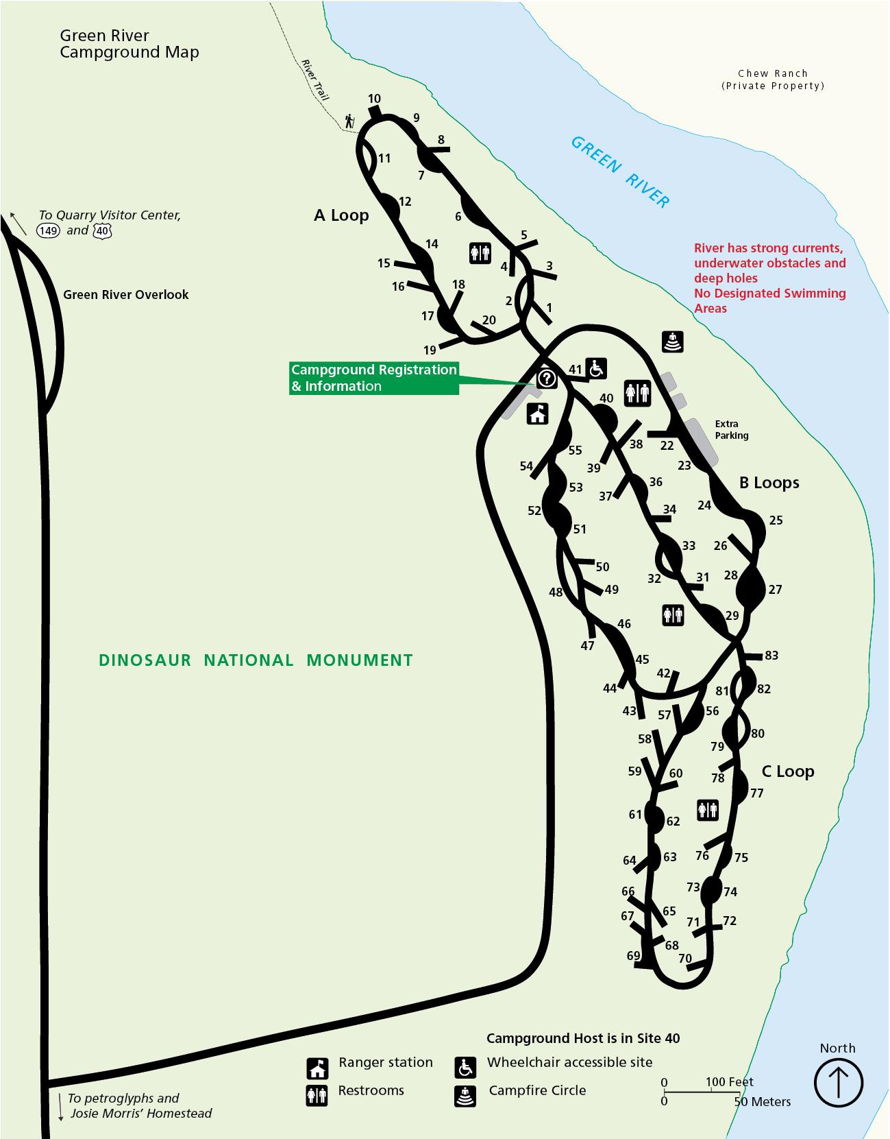 map showing the layout of campsites in the campground
