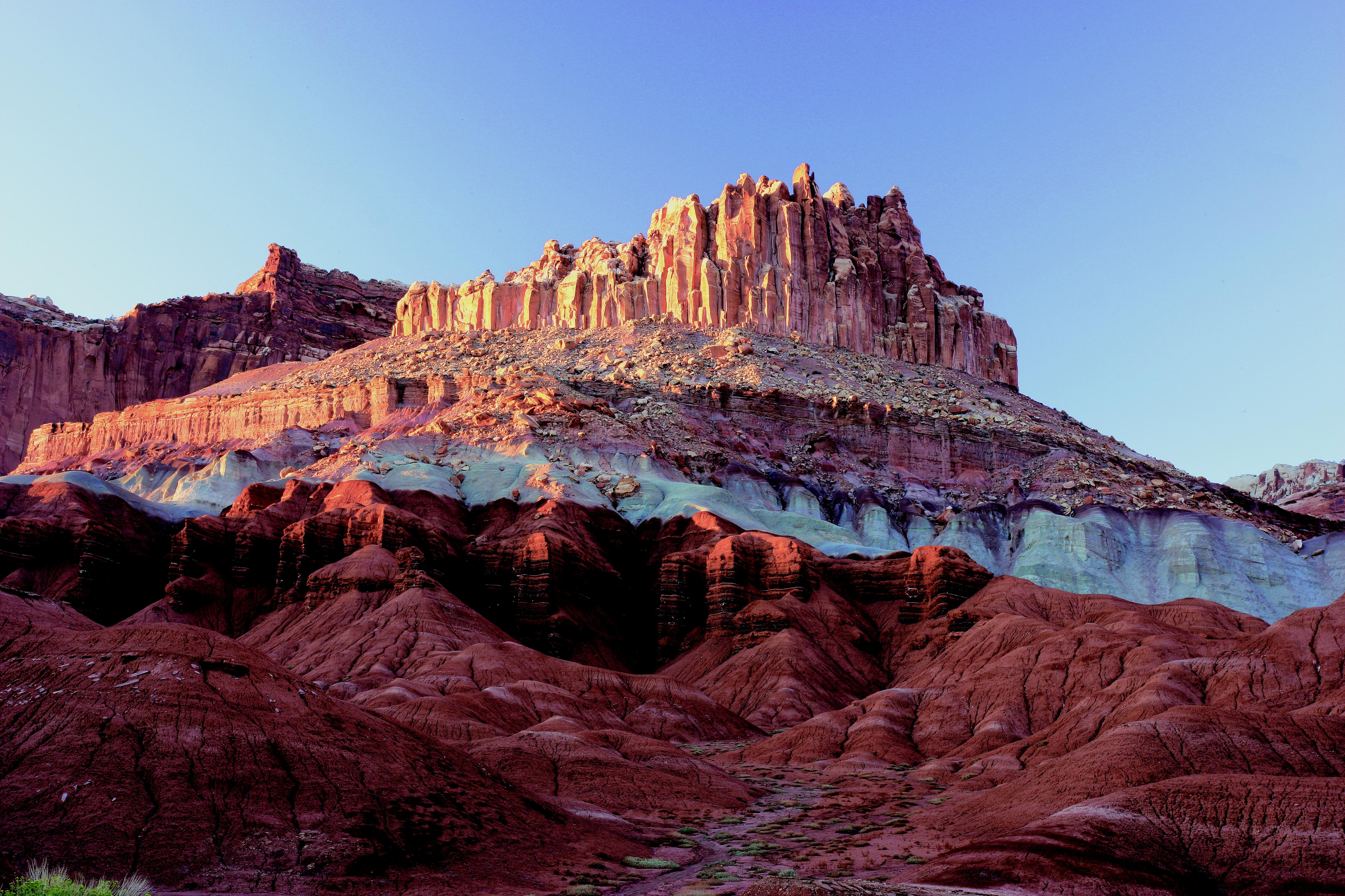 "The Castle" landform visible from the Capitol Reef National Park Visitor Center