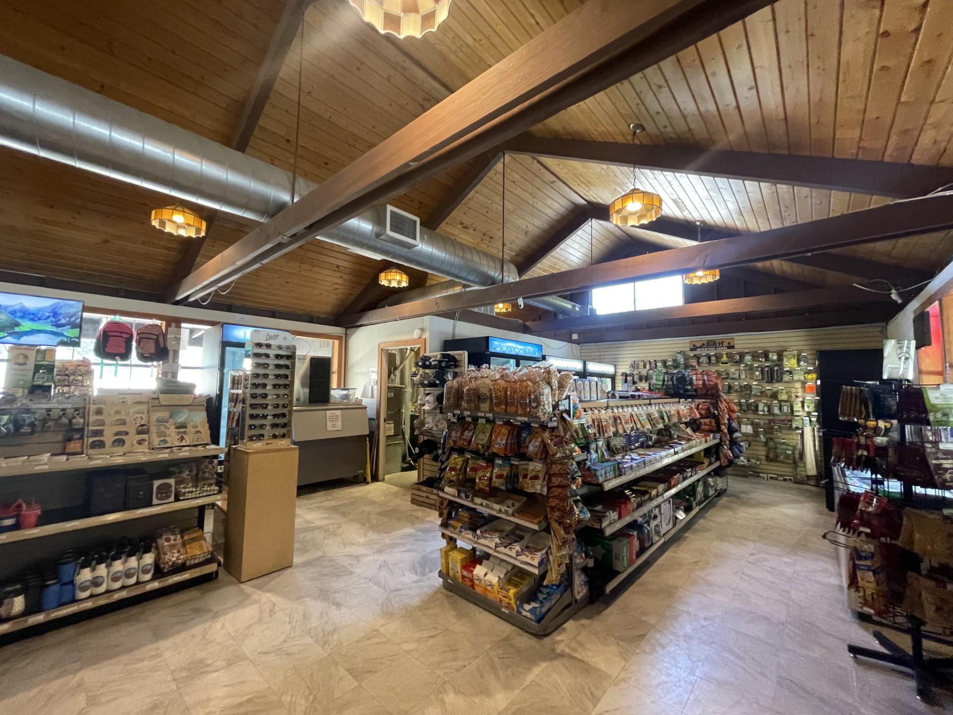 Snacks and souvenirs inside a campground store