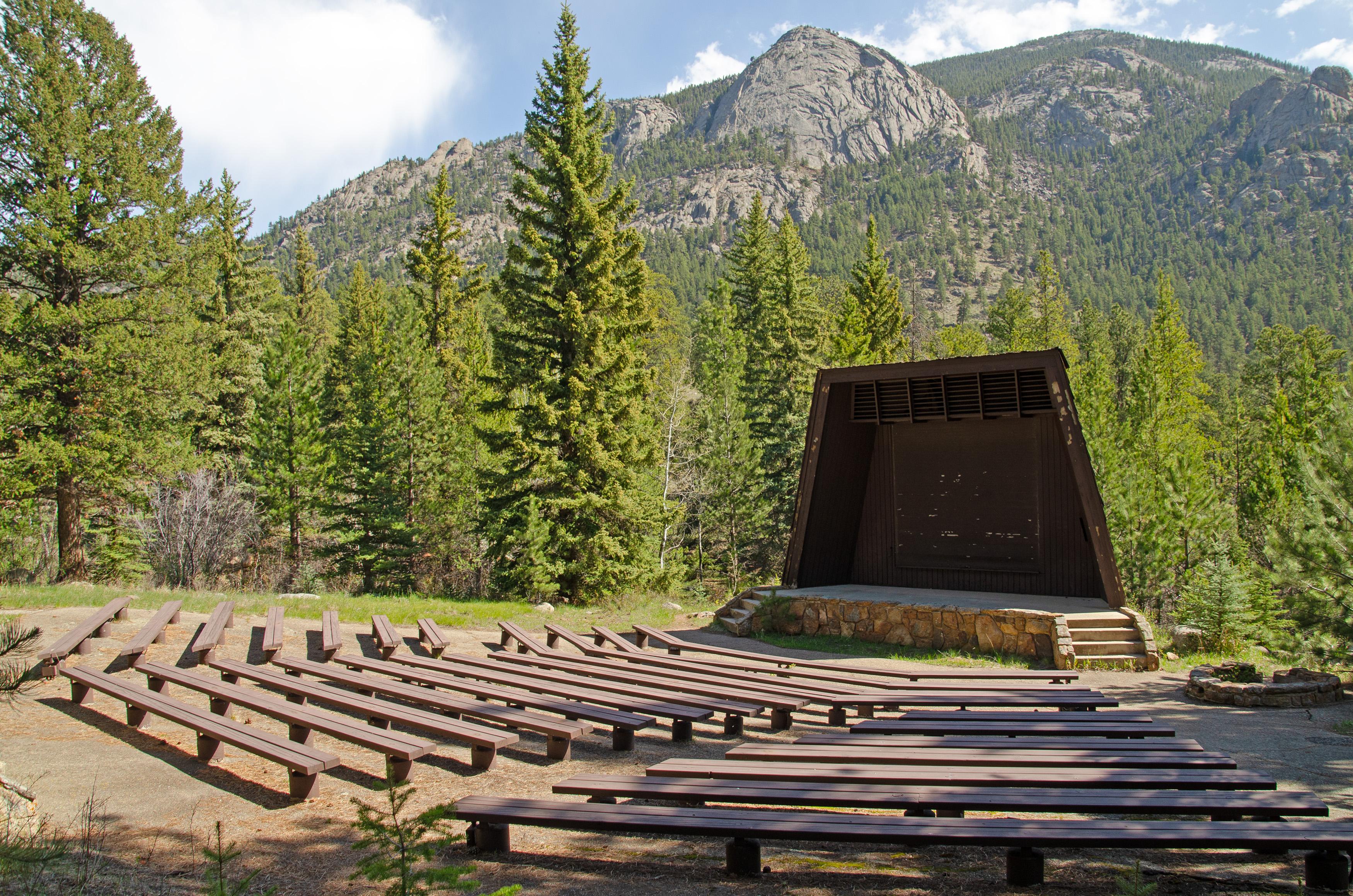 Aspenglen Amphitheater with outdoor bench seating