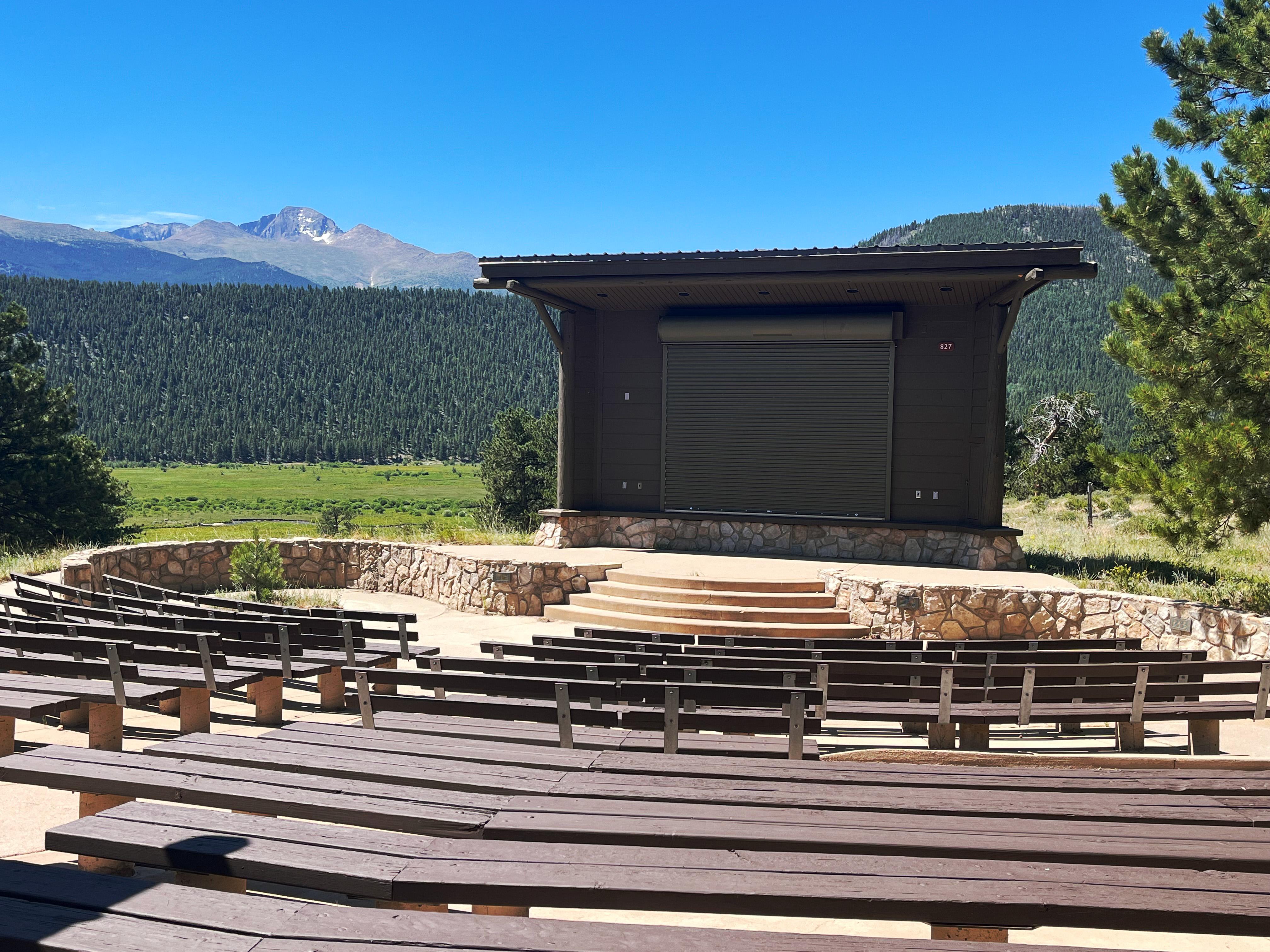 Moraine Park Campground Amphitheater on clear and sunny day
