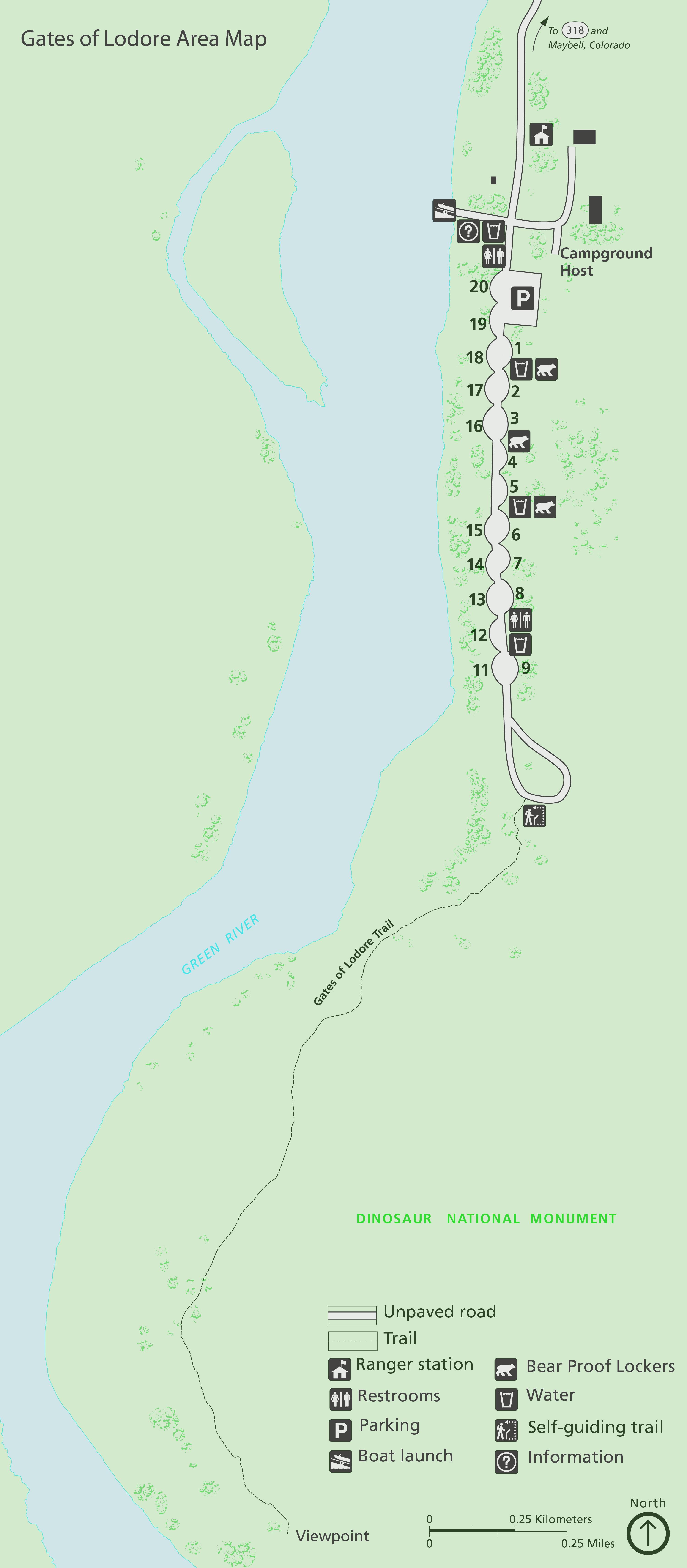 Map showing the Gates of Lodore Campround