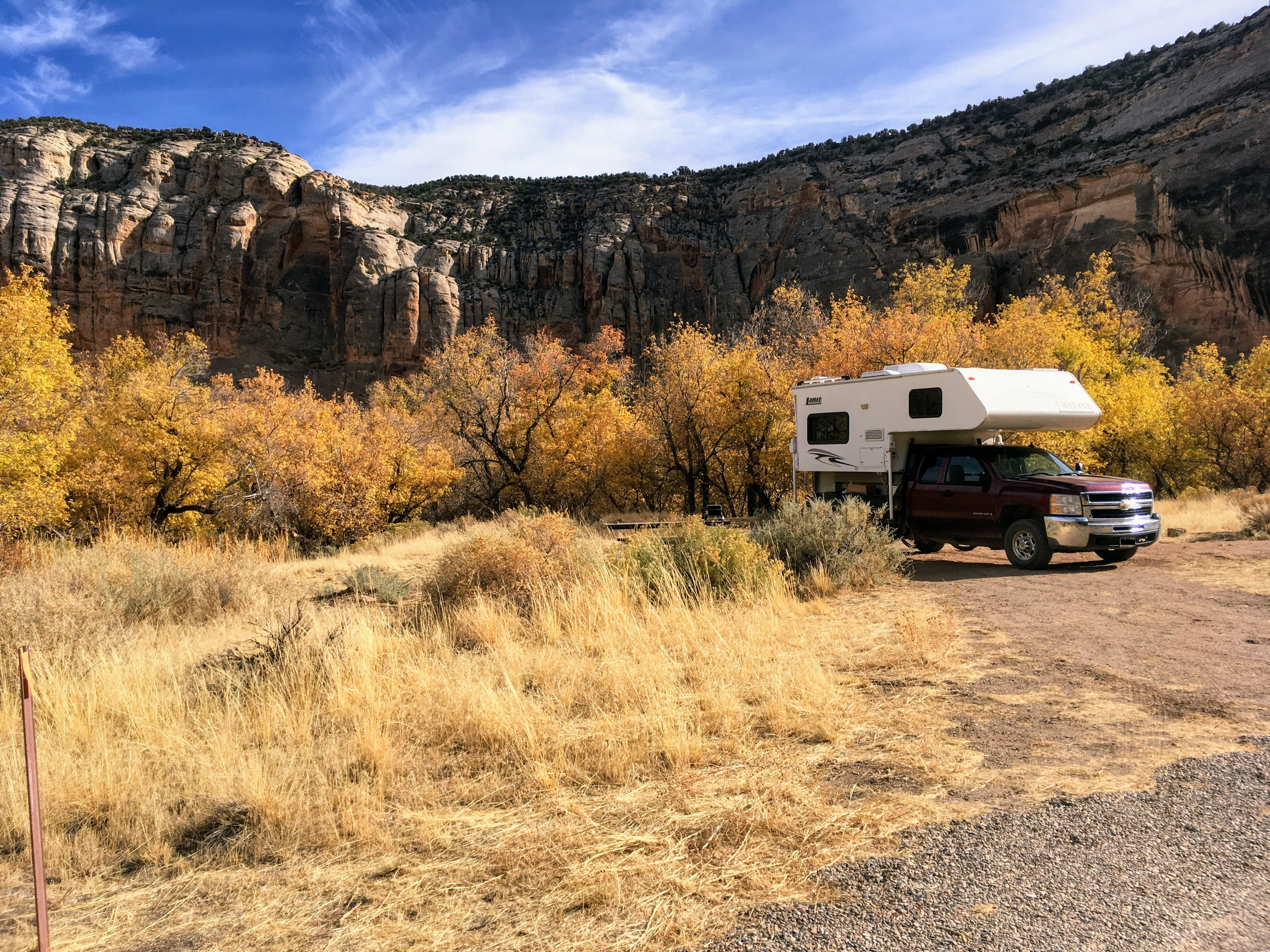 A truck-top camper in the Echo Park Campground.