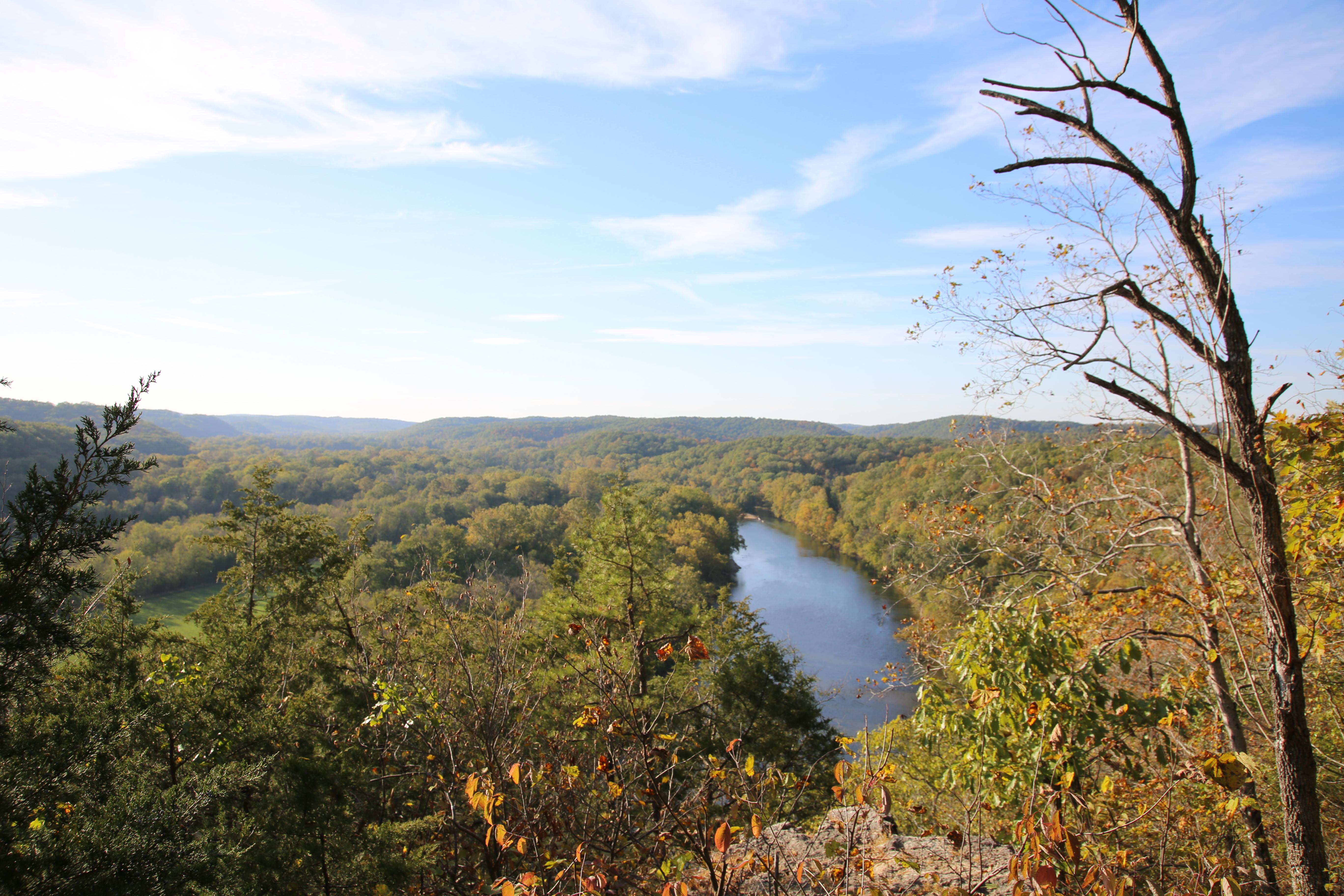 A view from atop a mountain, overlooking the Current River.
