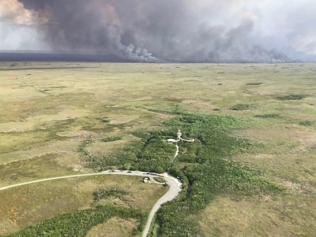 U.S. Wildland Fire Service Firefighters are Working to Contain the Chipmunk and Vulture Fires in Everglades National Park