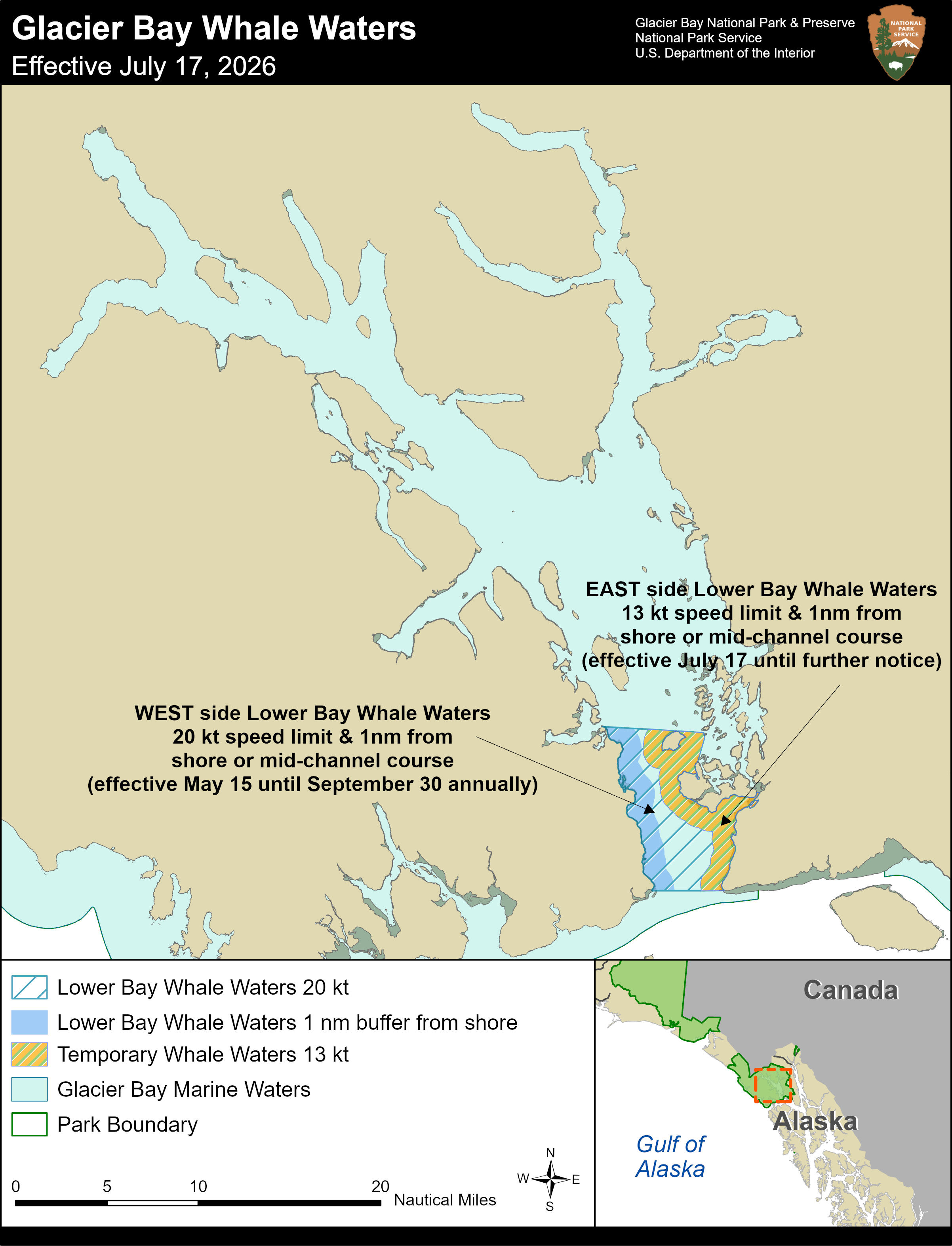 Whale Waters Update for Glacier Bay Effective July 17, 2026