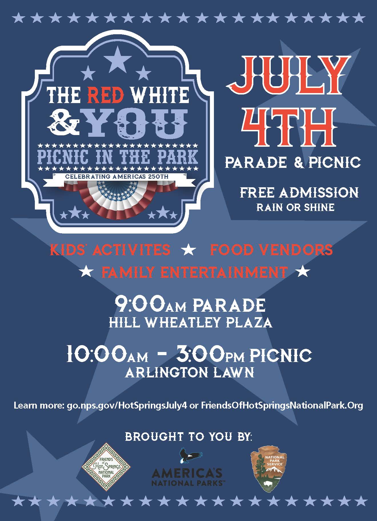 Hot Springs Celebrates America's 250th Birthday with Red, White, and YOU: Picnic and Parade