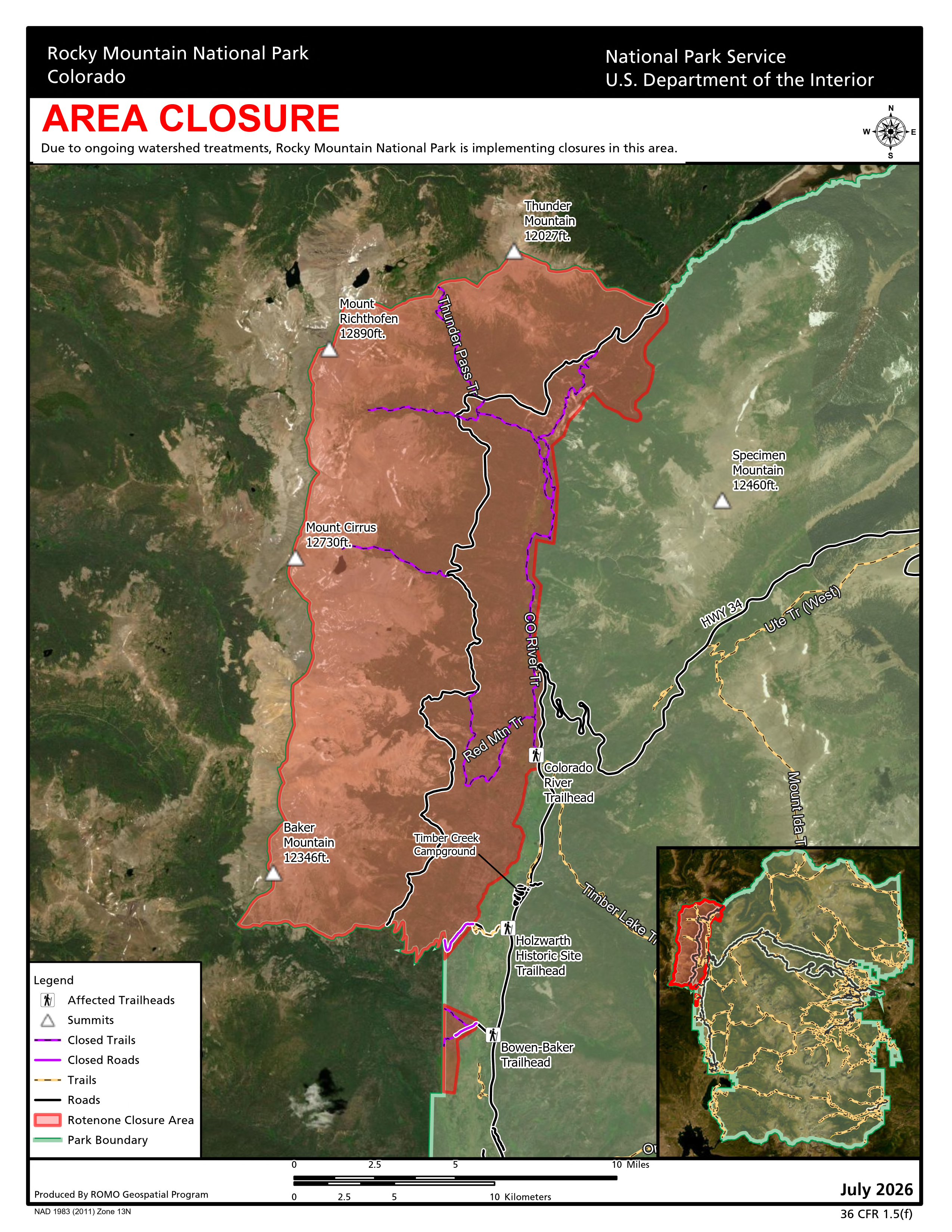 Rocky Mountain National Park to Implement Another Phase of the Poudre Headwaters Project; Some Areas in the Kawuneeche Valley Will Be Closed August 24-30